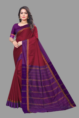 HITESH ENTERPRISE Self Design Banarasi Cotton Silk Saree(Maroon)