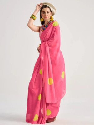 Riddhi textile Hub Digital Print Saree with Attached Blouse Georgette Saree(Pink)