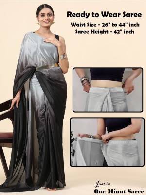 Riddhi textile Hub Dyed Bollywood Chiffon Saree(Grey)