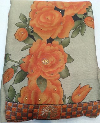 Jain Jyoti Printed Daily Wear Cotton Blend Saree(Orange)