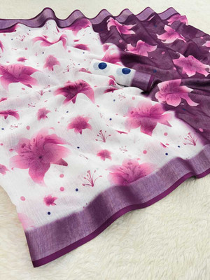 SJY Printed Bollywood Linen Saree(Multicolor)