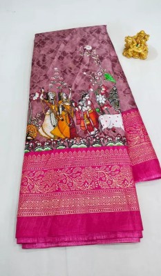 omkar fashion Digital Print Bollywood Brasso Saree(Purple, Pink)