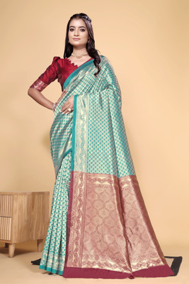 DDRS Fashion Self Design Bollywood Jacquard Saree(Light Blue)