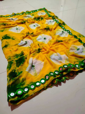 NeeLKANTH ENTERPRISE Woven Bandhani Chiffon Saree(Gold)