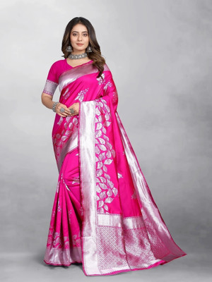 SareeChic Woven Kanjivaram Pure Silk Saree(Pink)