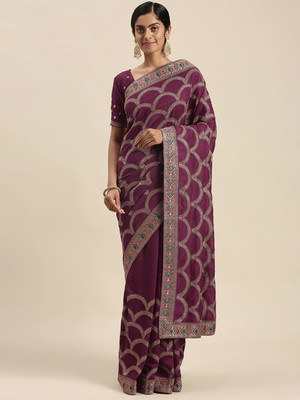 Divastri Embellished Bollywood Silk Blend Saree(Magenta)