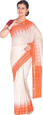handloom paridhaan Self Design Bollywood Pure Cotton Saree(White)
