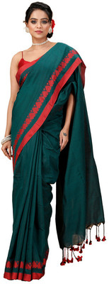 Oishani Saree Ghor Woven Jamdani Cotton Silk Saree(Light Green)