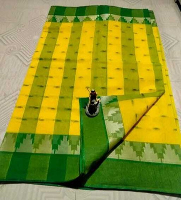 Parbati fashion Printed Tant Pure Cotton Saree(Yellow)