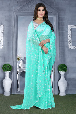 HouseOfCommon Embellished Daily Wear Georgette Saree(Light Blue)