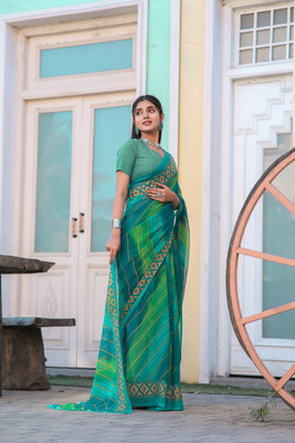 Kanooda Prints Printed Bollywood Chiffon Saree(Multicolor)