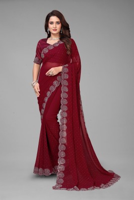 ANJAVI FASHION Embellished Bollywood Georgette Saree(Maroon)