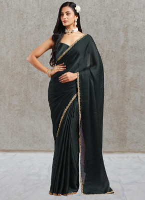 LOROFY Embellished, Self Design Bollywood Chiffon Saree(Black)
