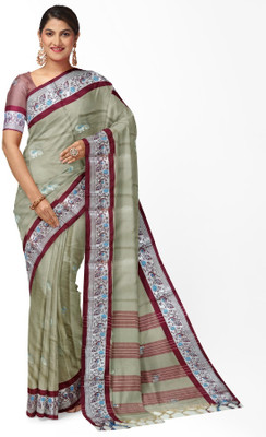 New Age Hub Woven Paithani Cotton Silk Saree(Beige)