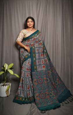 Dixon Printed, Self Design Sambalpuri Pure Cotton Saree(Grey)