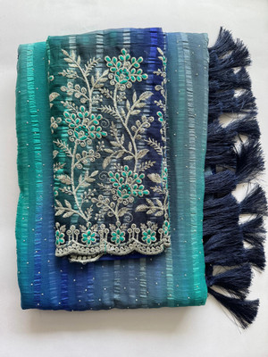 ABSilk Embroidered, Self Design, Solid/Plain Bollywood Georgette Saree(Multicolor)