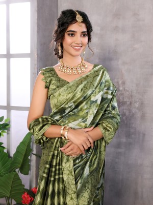 YASHIKA Printed Kalamkari Art Silk Saree(Green)