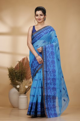 Aanchal Self Design, Woven Tant Pure Cotton Saree(Blue)