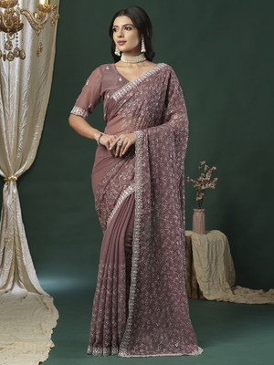 Tasrika Embellished Bollywood Georgette Saree(Maroon)