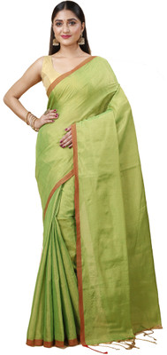 DipDiya Self Design Handloom Cotton Blend Saree(Light Green)