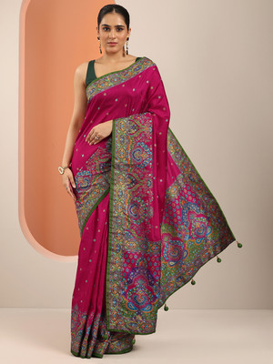 LIBAS Printed Daily Wear Silk Blend Saree(Multicolor)