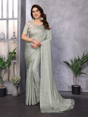 NIRMOHIFASHION Self Design Bollywood Net Saree(Green)