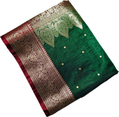satrangi creation Embroidered Banarasi Handloom Art Silk Saree(Orange)