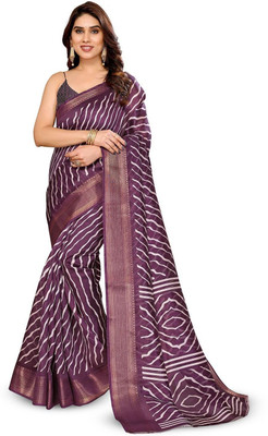 Moda Rapido Printed Bollywood Cotton Blend Saree(Purple)