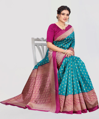 Pisara Woven Bollywood Art Silk Saree(Green)