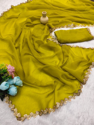 Saraswati Fab Self Design Bollywood Chiffon Saree(Light Green)
