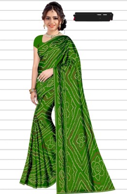 SONAM SAREES Printed Bandhani Georgette Saree(Green)