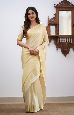 fosgen etp Self Design Kanjivaram Pure Silk Saree(Beige)