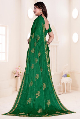 ZOYAL ENTERPRISE Embroidered Bollywood Silk Blend Saree(Green)
