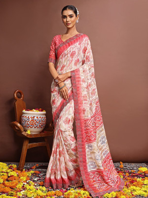 Vichitra Printed Bollywood Chiffon Saree(Multicolor)