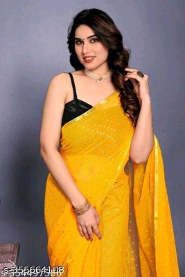 VINIT ENTERPRISE Embellished Daily Wear Chiffon Saree(Yellow)