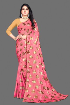 DCTEXFAB Floral Print Bollywood Lycra Blend Saree(Pink)