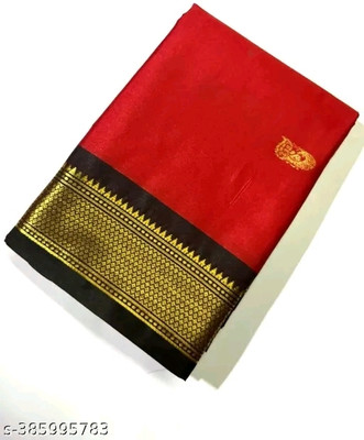 Paithani Self Design Kalamkari Silk Blend Saree(Red)