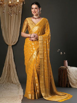 Tasrika Woven Kanjivaram Georgette Saree(Yellow)