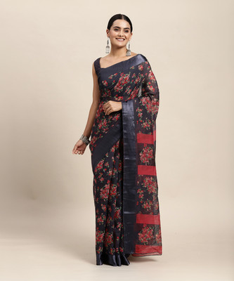 Divastri Printed Banarasi Cotton Silk Saree(Grey)