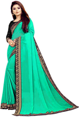 LIMTD Solid/Plain Bollywood Georgette Saree(Green)