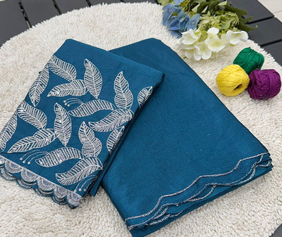 Aika Self Design Bollywood Chiffon Saree(Light Blue)