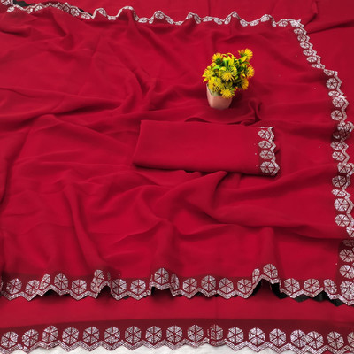 Shrilaxmisari Embellished Bollywood Georgette Saree(Red)