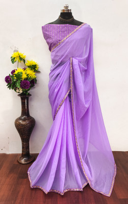 Lajamani Fashion Solid/Plain, Self Design Bollywood Georgette Saree(Purple)