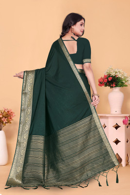 Aarunika BS Printed Bollywood Pure Silk Saree(Dark Green)