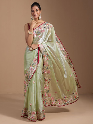 MRUTIENTERPRIS Embroidered Bollywood Jimmy choo Saree(Dark Green)