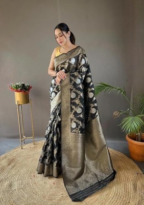 SHREE SANT SAREES Woven Banarasi Art Silk Saree(Black)