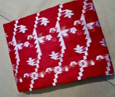 Soma Tant saree Mahal Self Design, Woven, Geometric Print Handloom Cotton Silk Saree(Red)