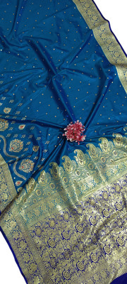 HouseOfCommon Woven Banarasi Handloom Silk Blend Saree(Light Blue)