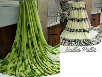 Sita Printed Daily Wear Georgette Saree(Pack of 2, Green, Light Green)