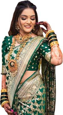 SWAMI STUDIO Self Design Banarasi Jacquard Saree(Green)
